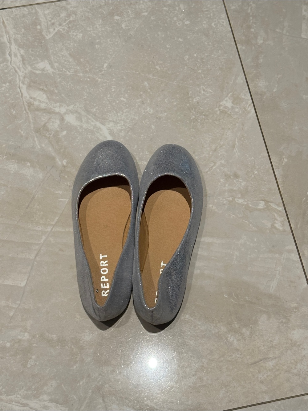 Report Silver Shimmer Sparkle Ballet Flats - Girls Size 3